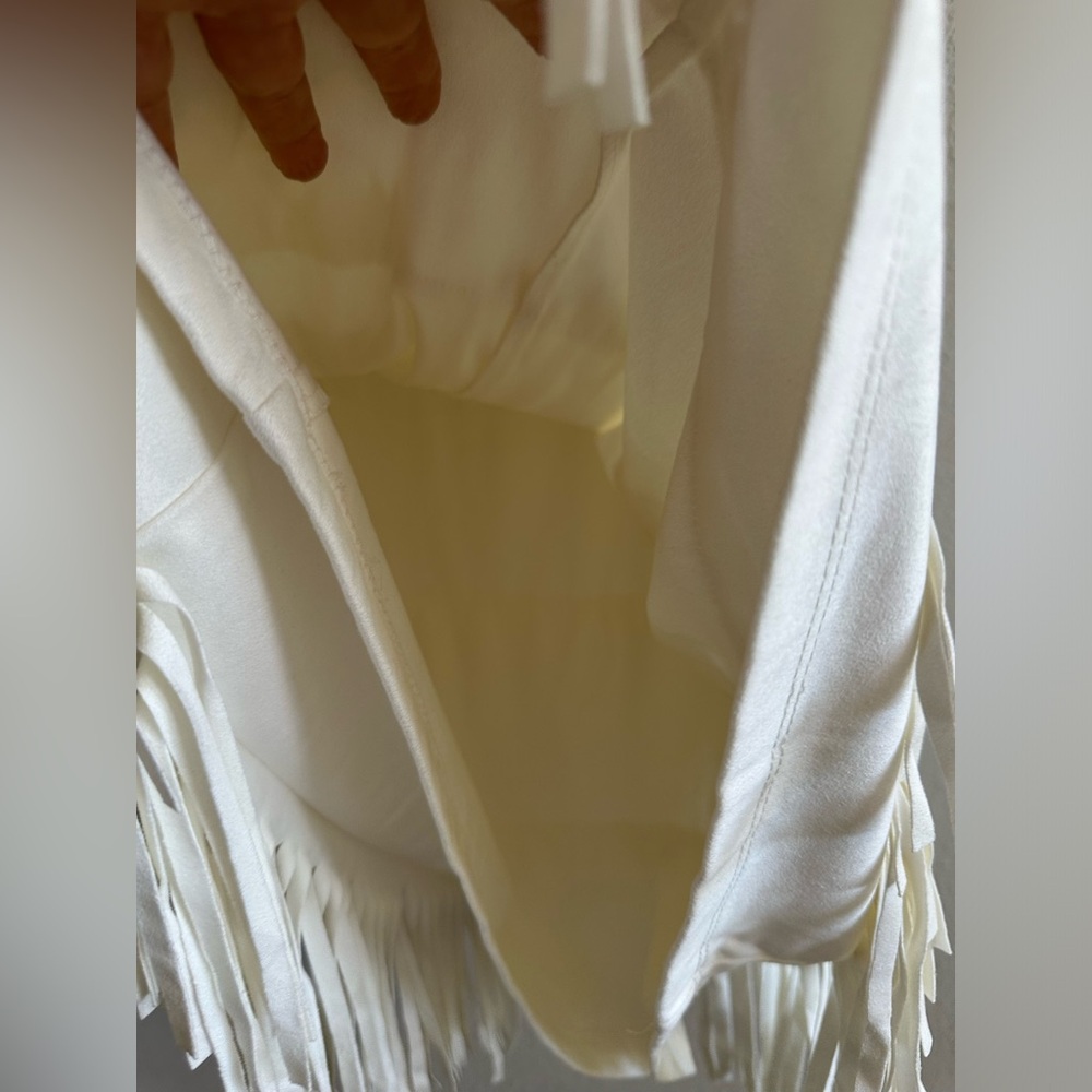 A1- 423 Miami NWT white tassel mini dress western size large - Picture 9 of 12